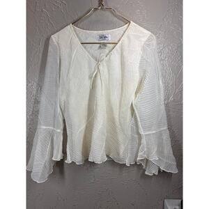 Vintage‎ Bob Mackie Studio Womens Cream Textured Lined Top Elegant Size 8